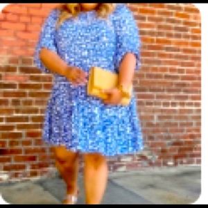 Blue white polka dot plus size dress 18